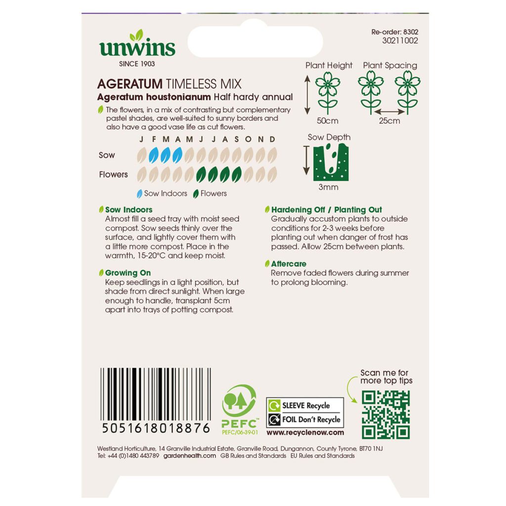 Unwins Ageratum Timeless Mix Seeds 5051618018876 2